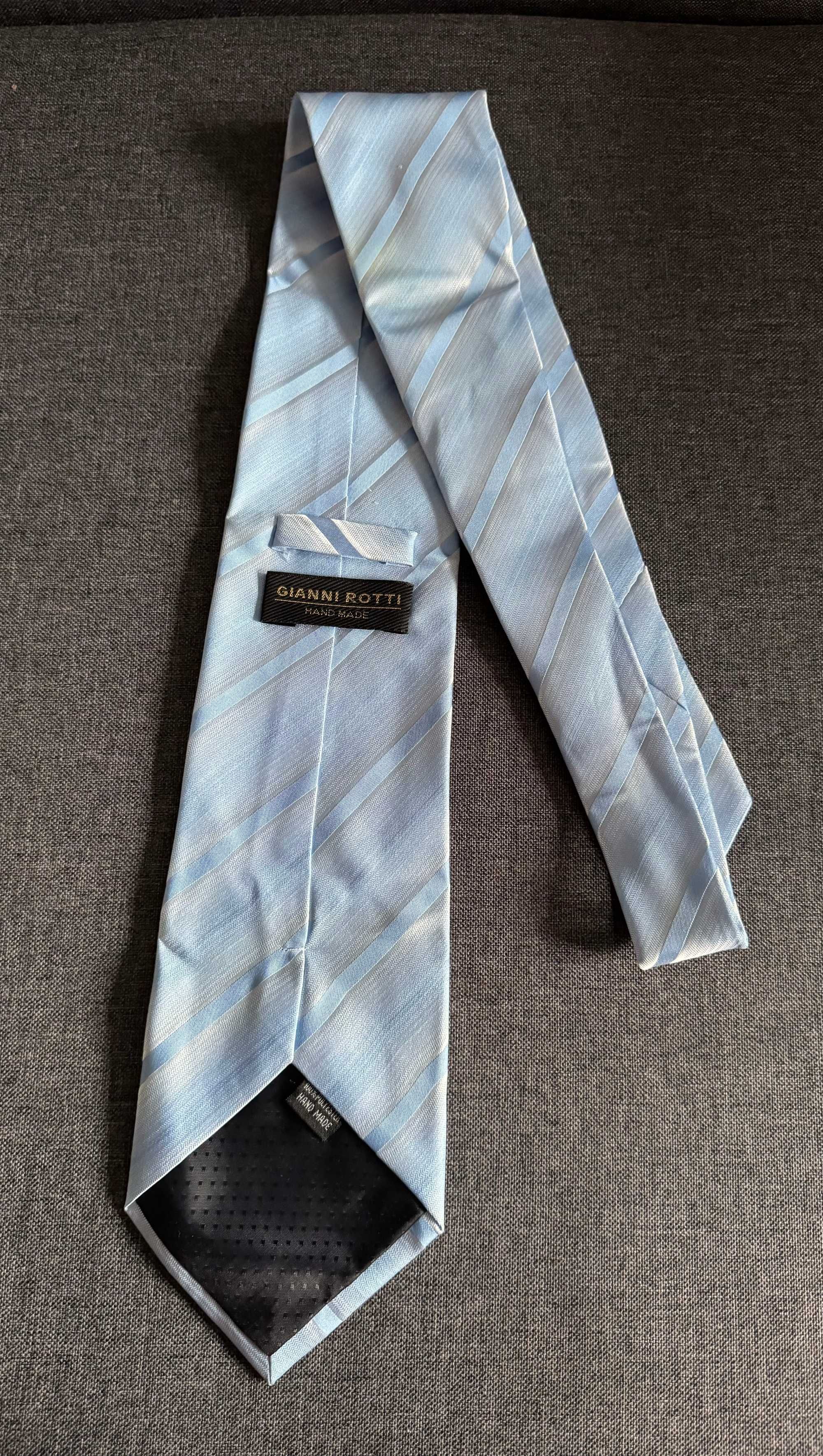 Jedwabny krawat, jasno niebieski w paski