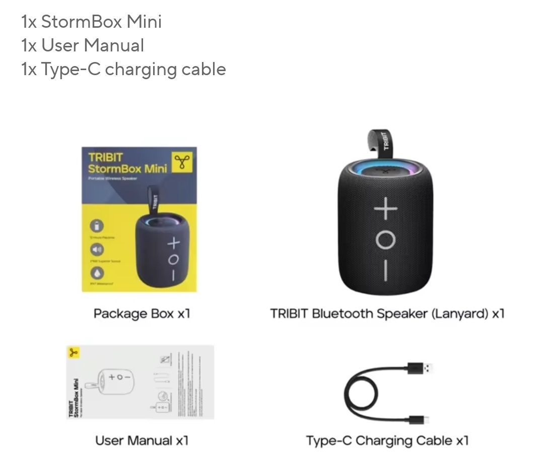 НОВАЯ! Tribit StormBox Mini, 12W, bluetooth колонка, 12ч. проигрывания