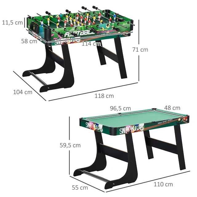 Mesa de Jogos 6 em 1 Dobrável - 118x104x71cm