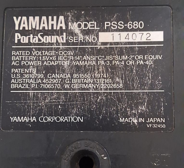 Yamaha PSS-680. Легендарный синтезатор в рабочем состоянии 1985г.