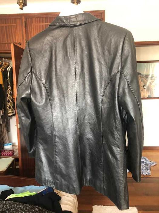 casaco preto de pelo forrada - Medium