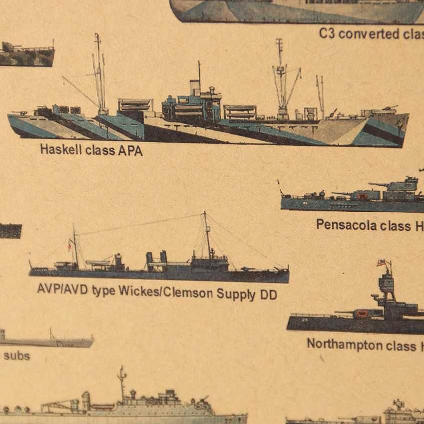 Plakat Okręty Marynarka Wojenna USA II Wojna Światowa 51x36cm