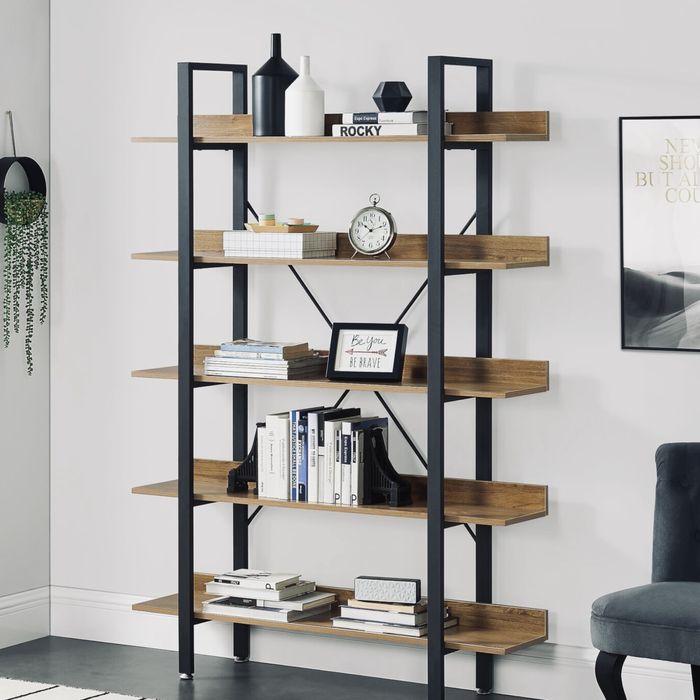 Regał LOFT czarny metal/dąb 2szt