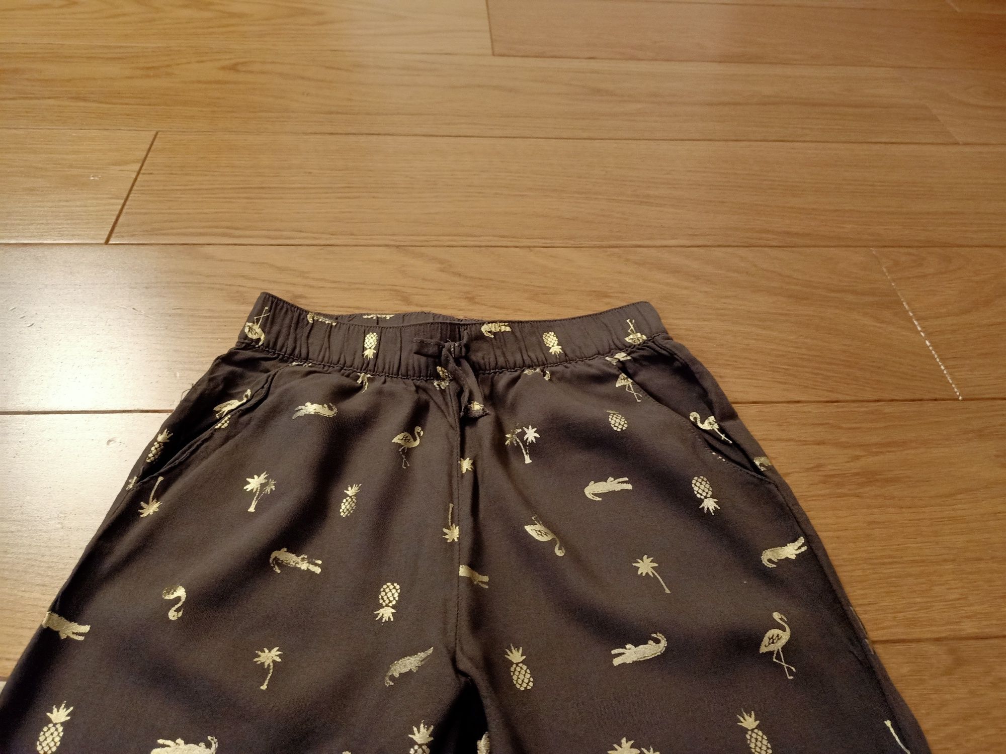 Spodnie haremki h&m r 116 khaki złote flaming ananas super stan!