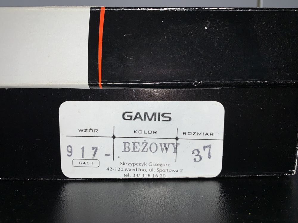 Beżowe buty na obcasie ze skóry licowej Gamis rozmiar 38