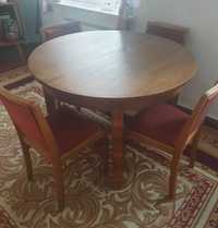 Stary rozkładany stół vintage z 4 krzesłami PRL