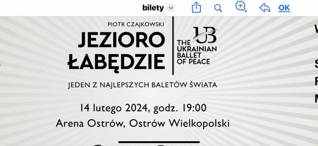 Bilety na balet Jezioro Łabędzie Ostrów Wlkp. Godz 19