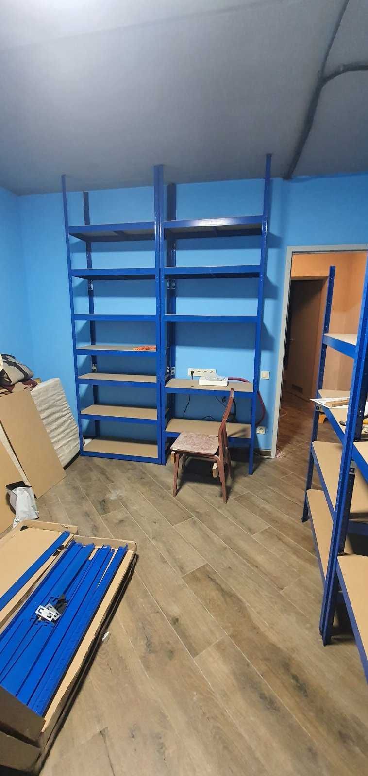 Стелаж металевий з полицями ДСП/МДФ синій Стілаж Полочний для зберіган