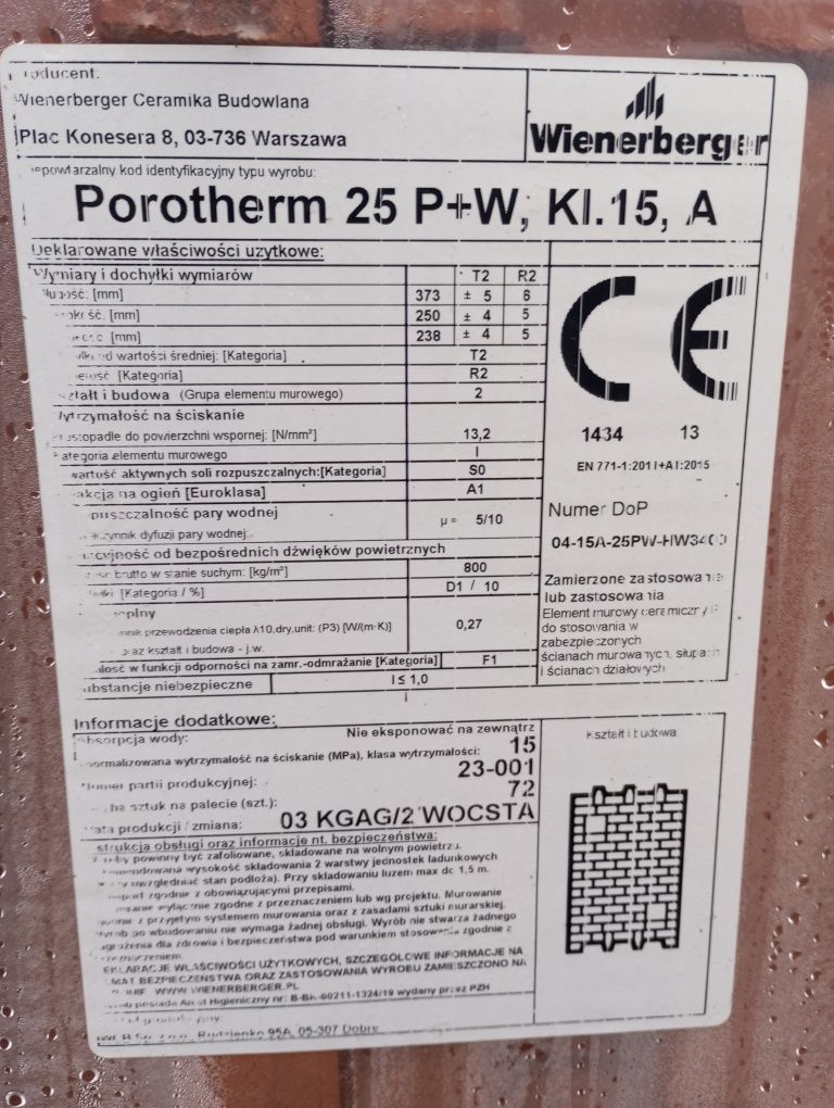 Cegła , pustak Winerberger protherm