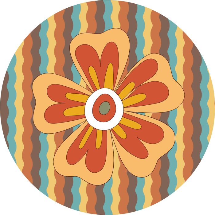 Podkładki ceramiczne pod Kubek x4 Kolorowa RETRO VINTAGE KWIAT