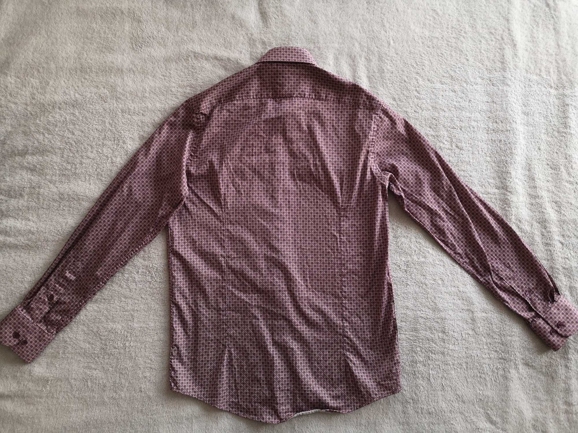 Fioletowa elegancka wzorzysta koszula Guide London Premium M 48 j nowa