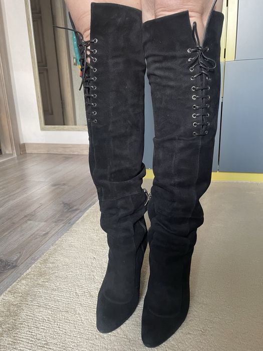 Сапоги ботфорды замшевые