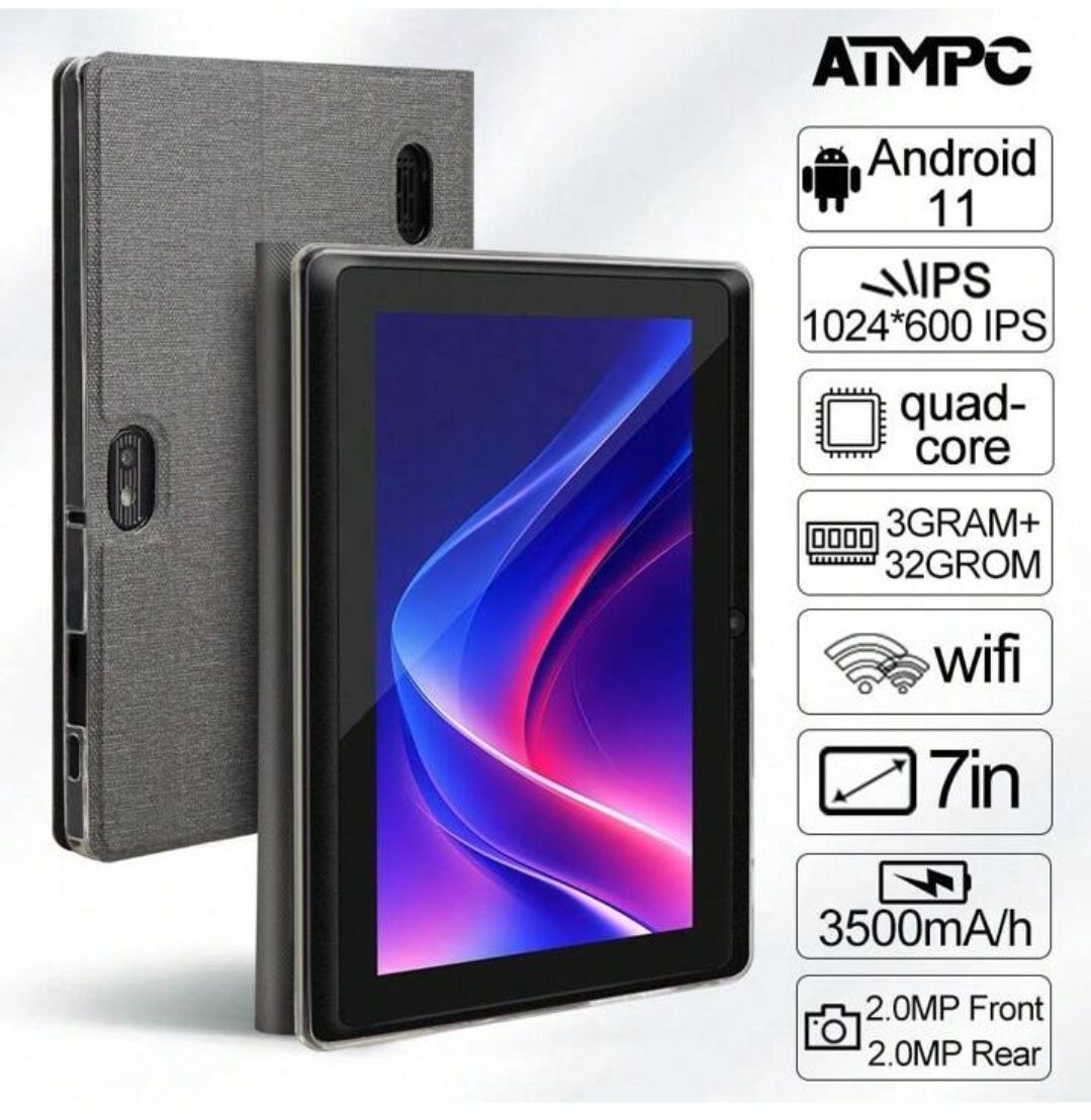 Tablet 7 cali pamięć 32 GB ram 3 GB Android 11 ATMPC 701A etui
