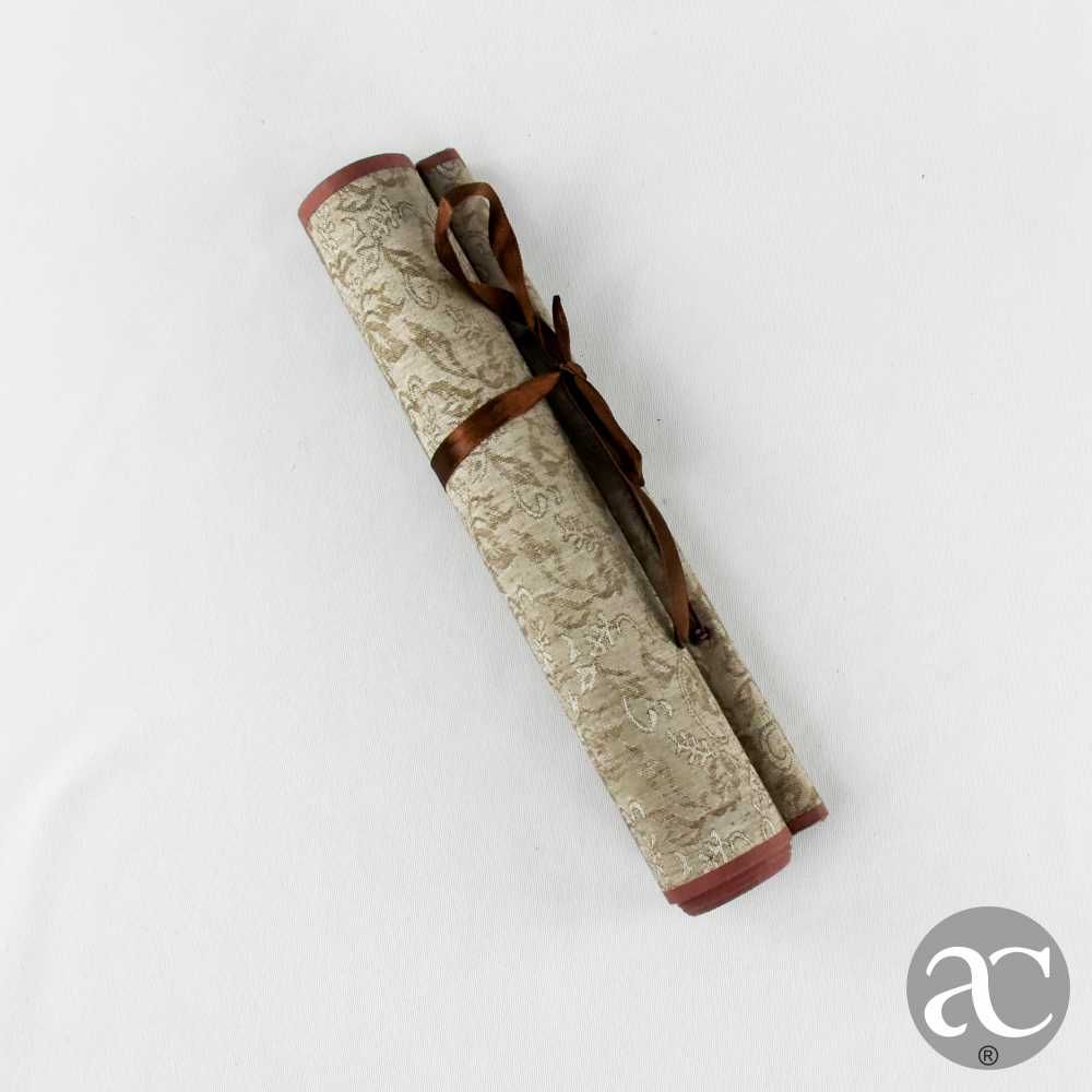Scroll pergaminho com Gravura chinesa em papel de arroz e tecido
