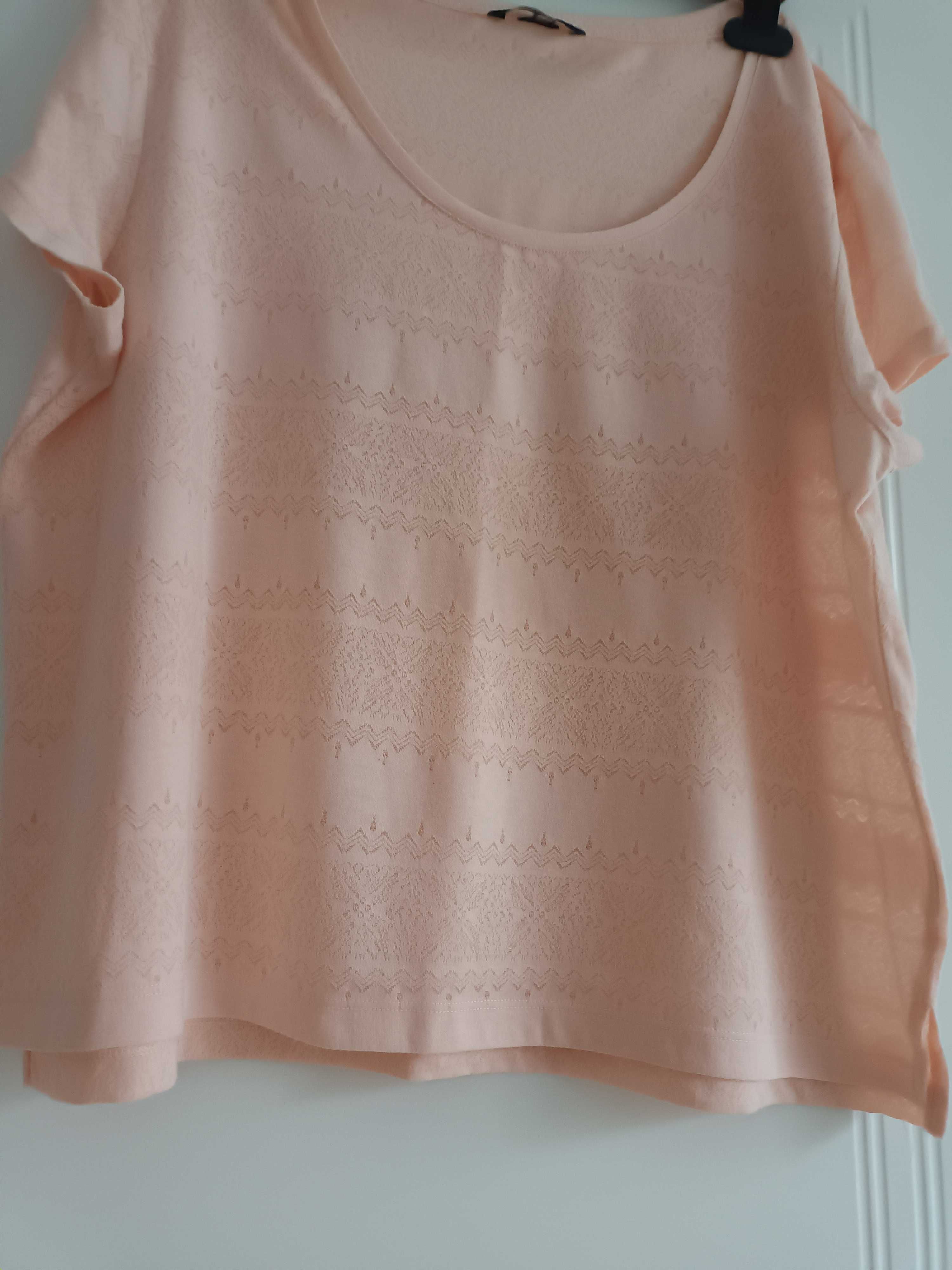 Bluzeczka damska H&M z krótkim rękawem, koloru brzoskwiniowego