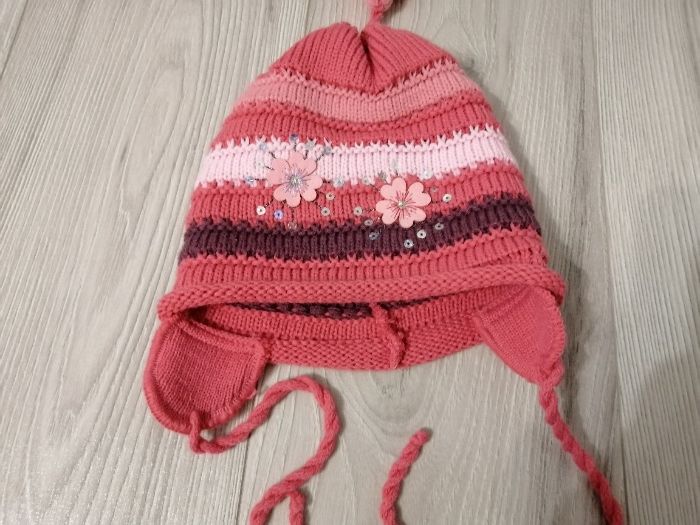 komplet zimowy: czapka i szalik dla dziewczynki, wiek 2-4 lata