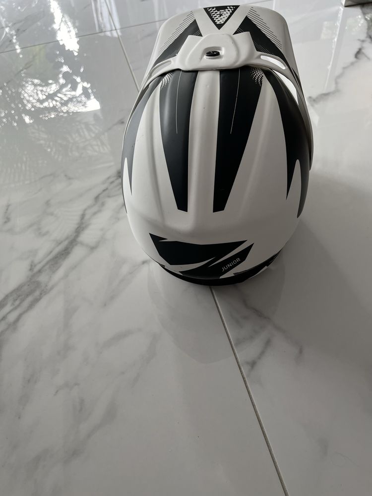 Kask enduro aviator biało-czarny