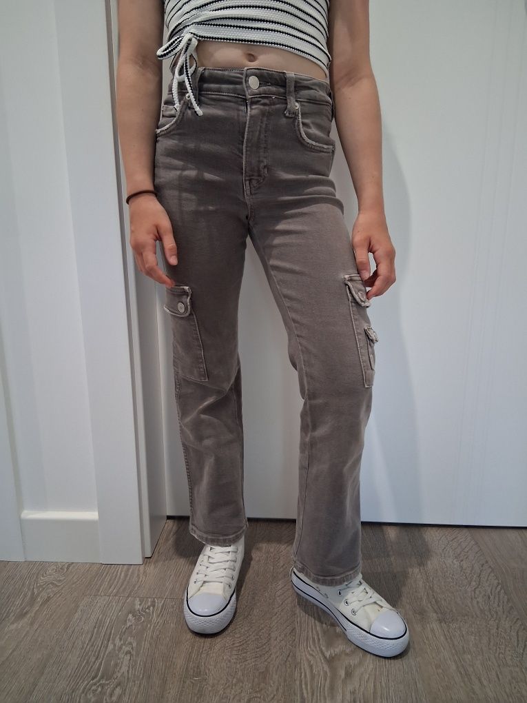 Zara szare spodnie jeansowe dziewczęce r. 134