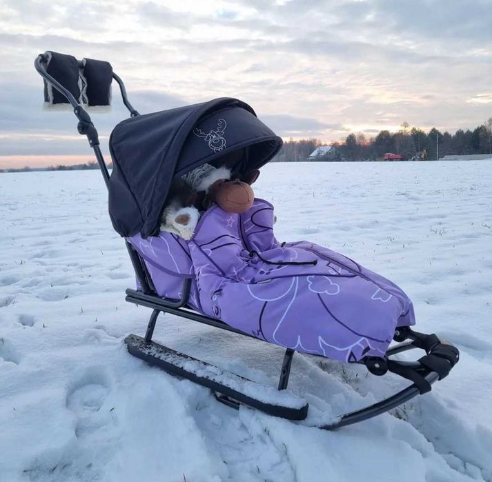 Санки сани Prampol Rasper 7в1 + подножки (Польша), в коробке!