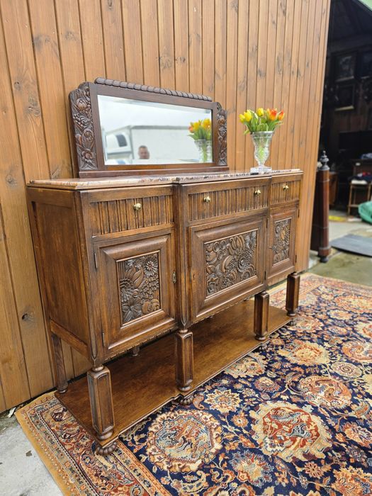 Secesyjna komoda bufet z marmurem i lustrem 160cm #1960 Stylowy Węgrów