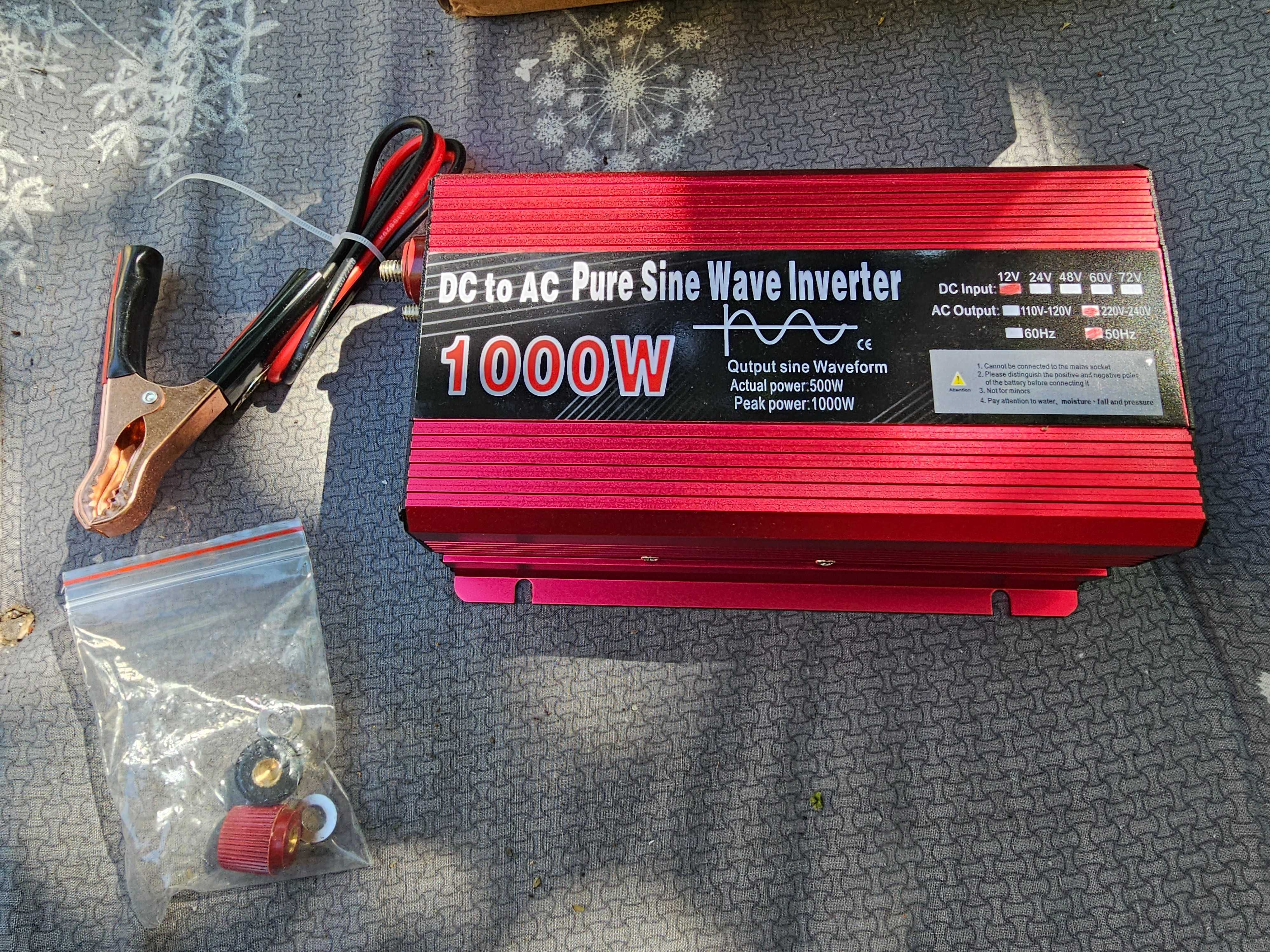 Інвертор (перетворювач напруги) 12v-220v чистий синус 1000W