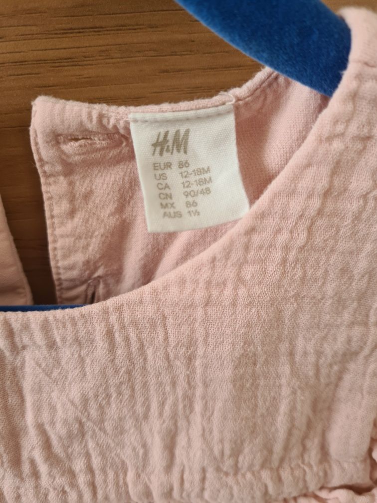 Sukienka muślinowa  h&m r. 86 pudrowy róz