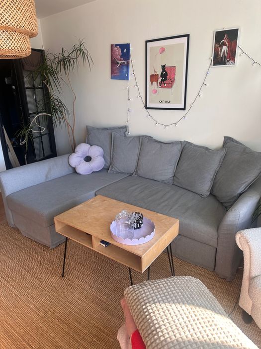 Szara kanapa narożna / rogówka z funkcją spania