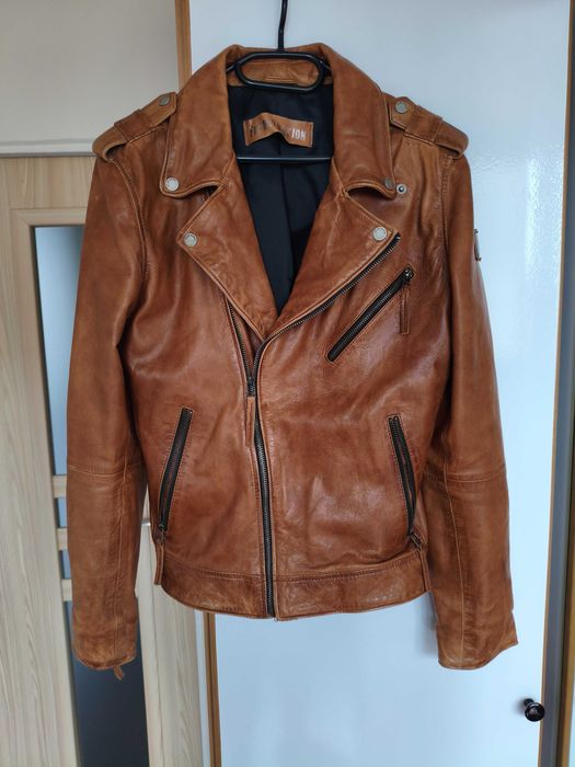 Męska kurtka skórzana biker Freaky Nation 80042 – cognac/brown, roz. M