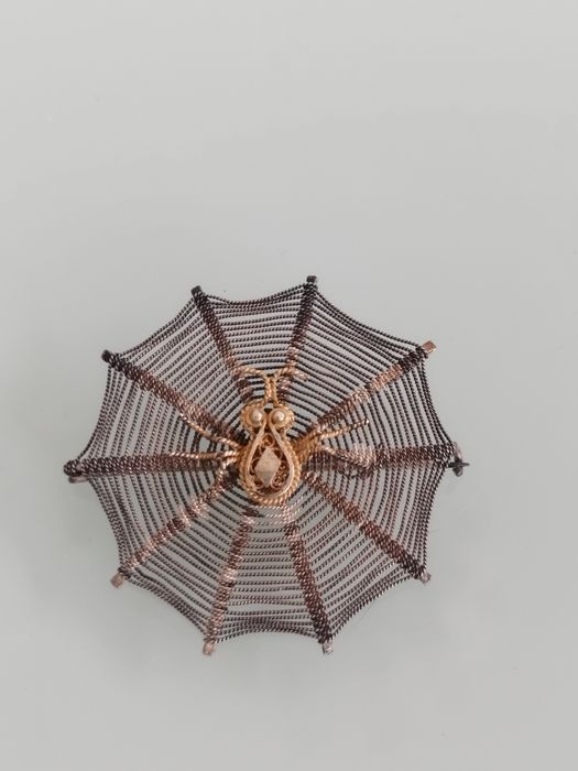 Lindo broche antigo em forma de teia de aranha.

- Detalhes em  prata.