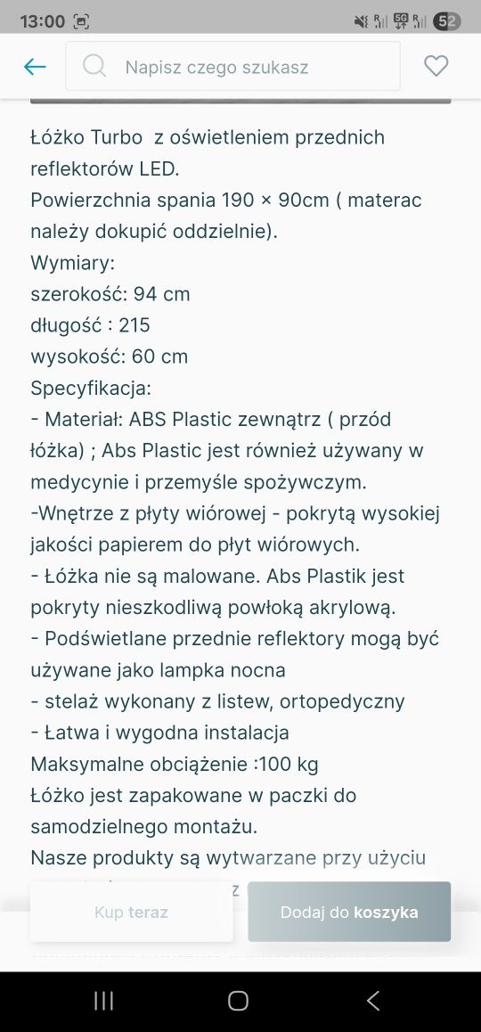 Łóżko dziecięce samochodzik Zygzak McQeen