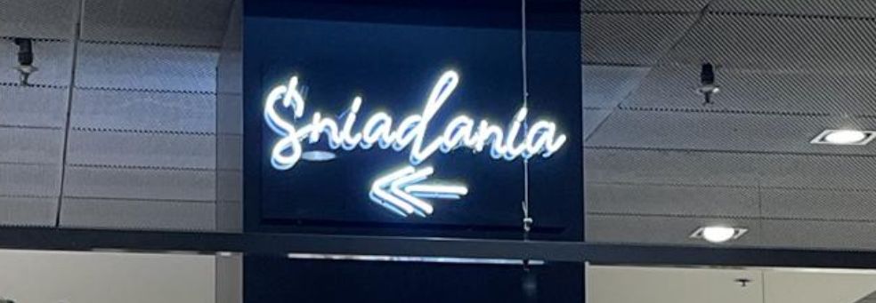Neon gazowy szyld napis Śniadania -"  Bardzo niska cena.