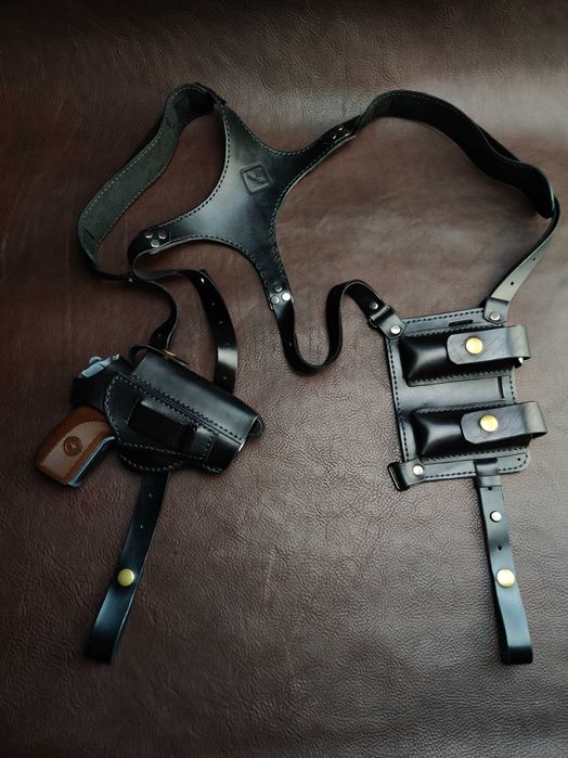 Шкіряна оперативна кобура  ПМ, CZ 82, Форт 12, АПС (3 в 1) з паучерами