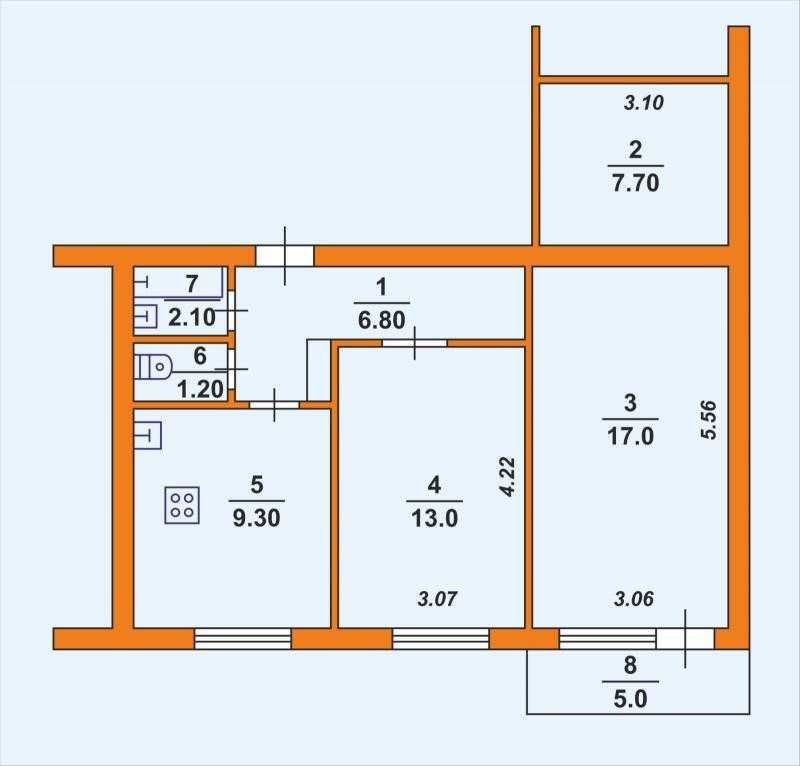 Продаётся просторная трёхкомнатная квартира просп. Корабелов 12В S1