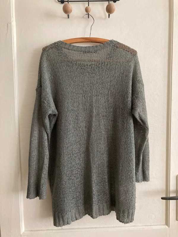 Sweter szary prześwitujący oversize boho