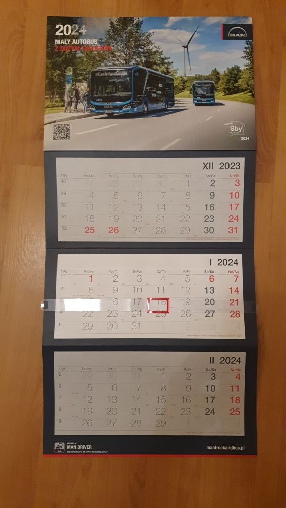 Kalendarz trójdzielny MAN 2024