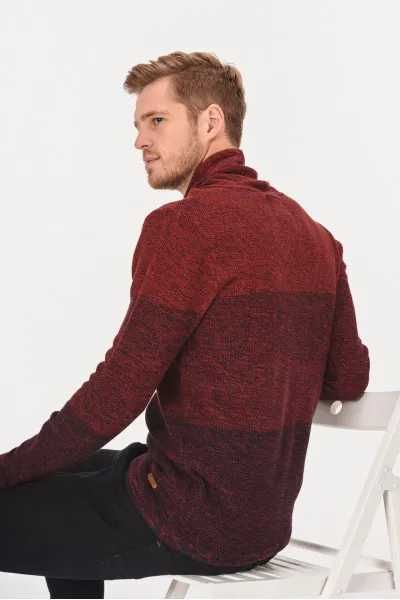Carry Pulower sweter z kołnierzem L Czerwony melanż jak nowy