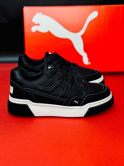 Цена за пару женские кроссовки пума черные натуральная кожа