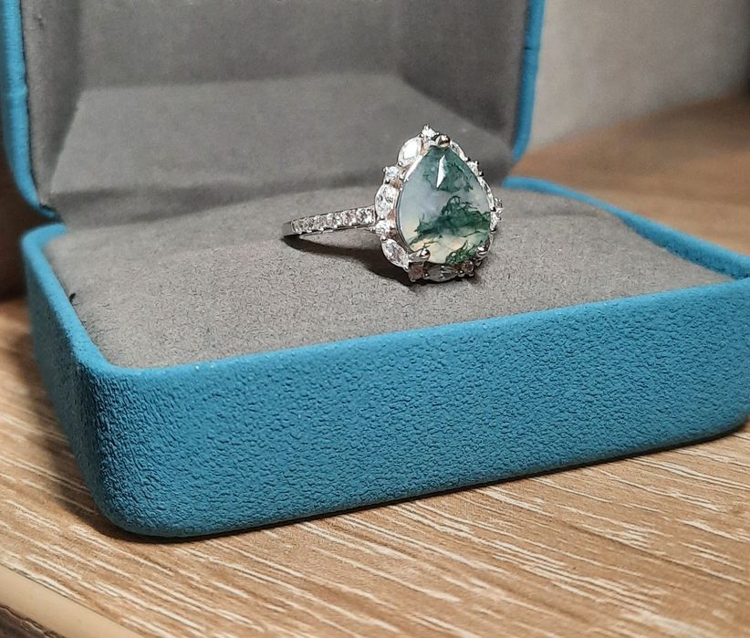 Nowy srebrny pierścionek z agatem s925