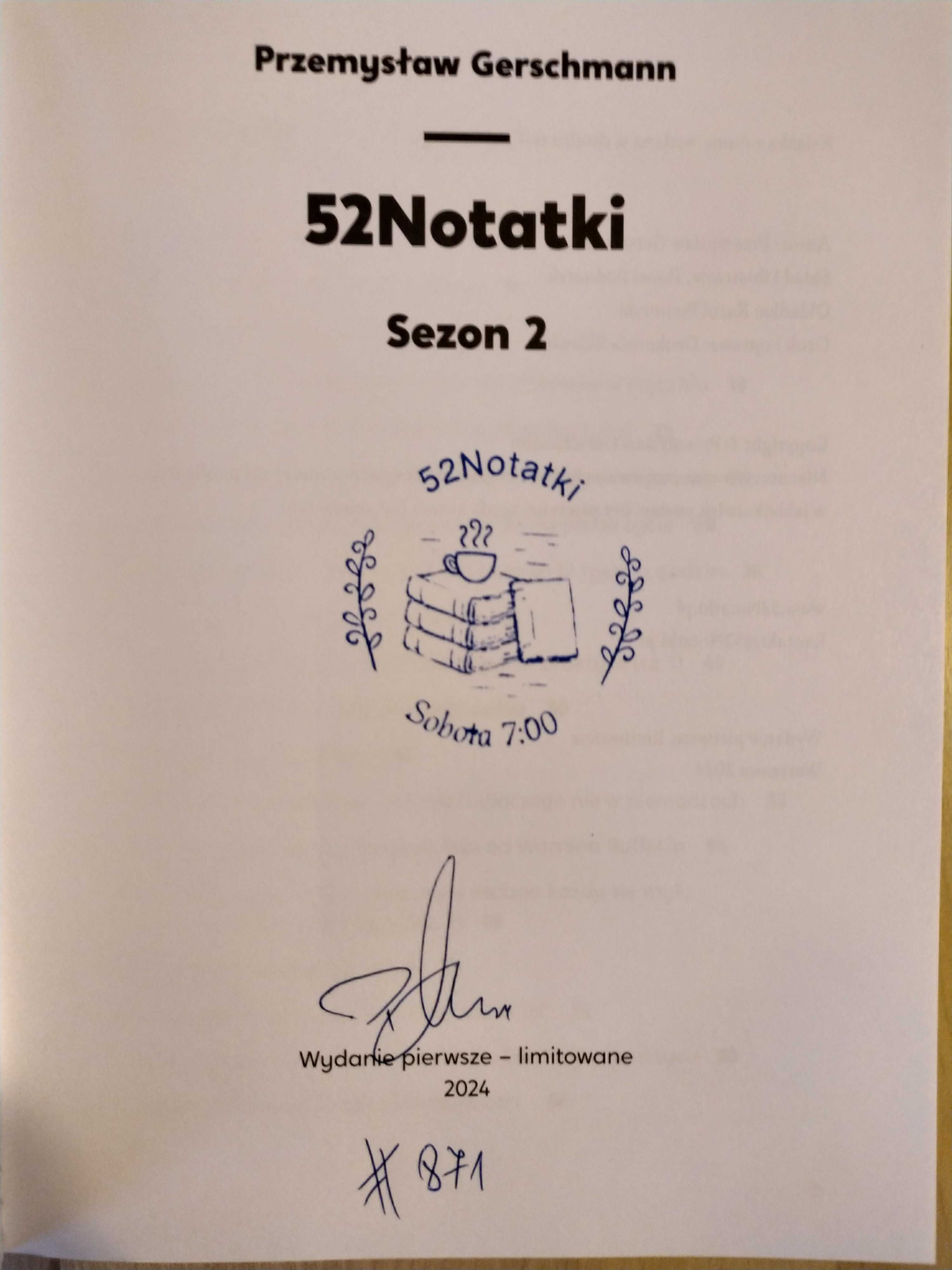 52Notatki sezon 2 Przemysław Gerschmann WYSYŁKA w 24h