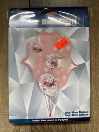Zestaw balonów różowe z konfetti, 10szt.