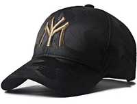 Czapka z daszkiem bejsbolówka New Era czarna moro ze złotym logo NY
