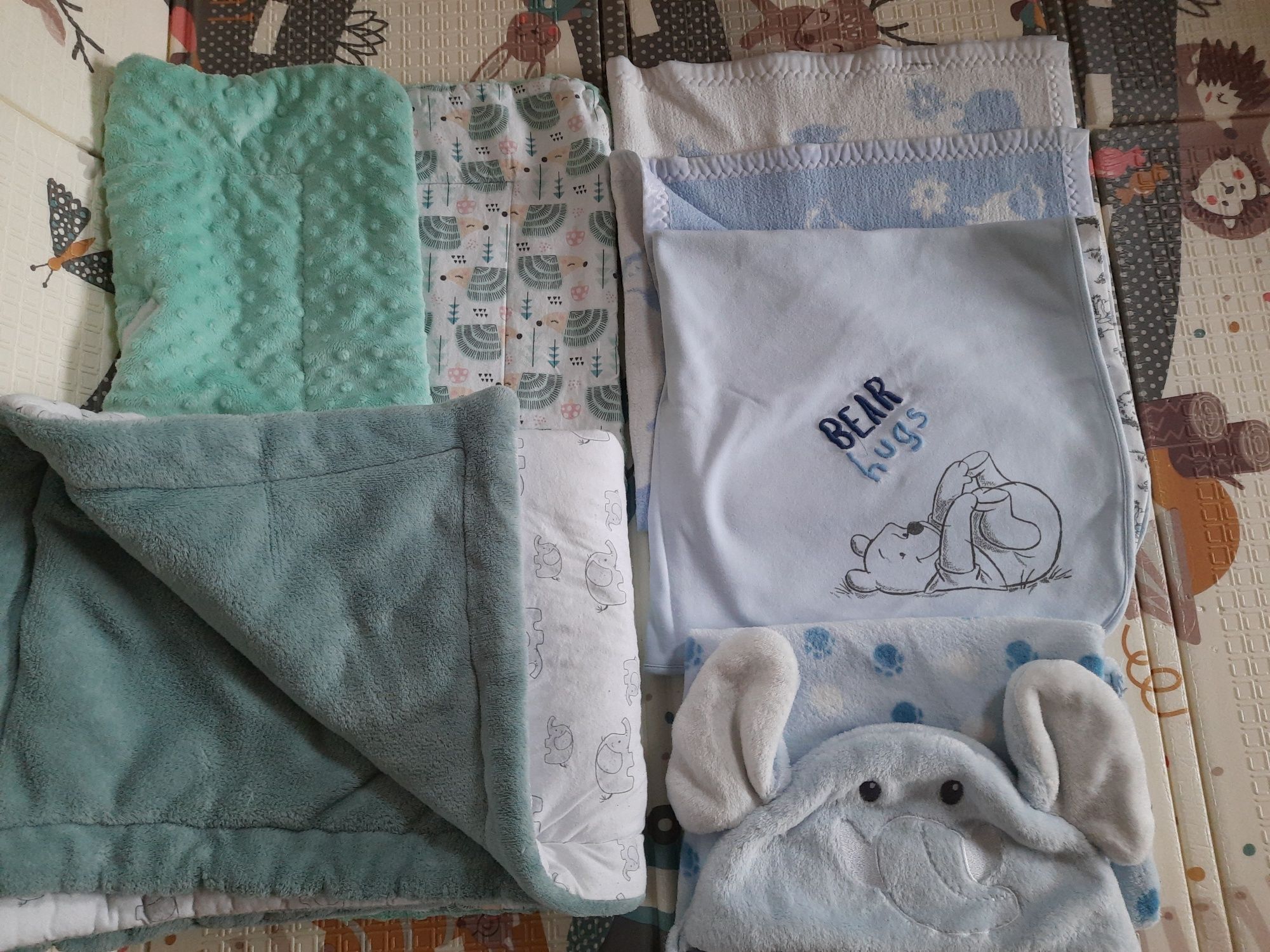 Gruby Kocyk koc minky miętowy bawełna jeżyki leśne