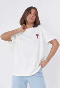 AMI PARIS футболка біла з вишивкою AMI DE COEUR