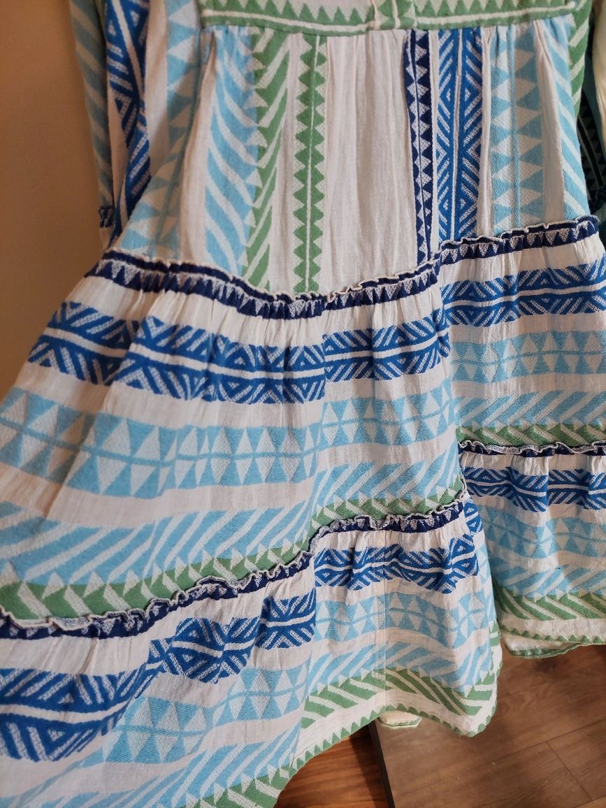 Devotion Twins sukienka premium bawełna wzorzysta letnia niebieska