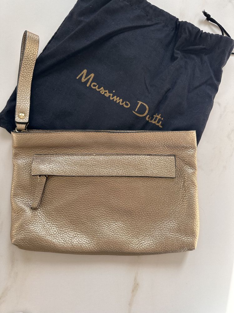 Клатч золотий Massimo Dutti