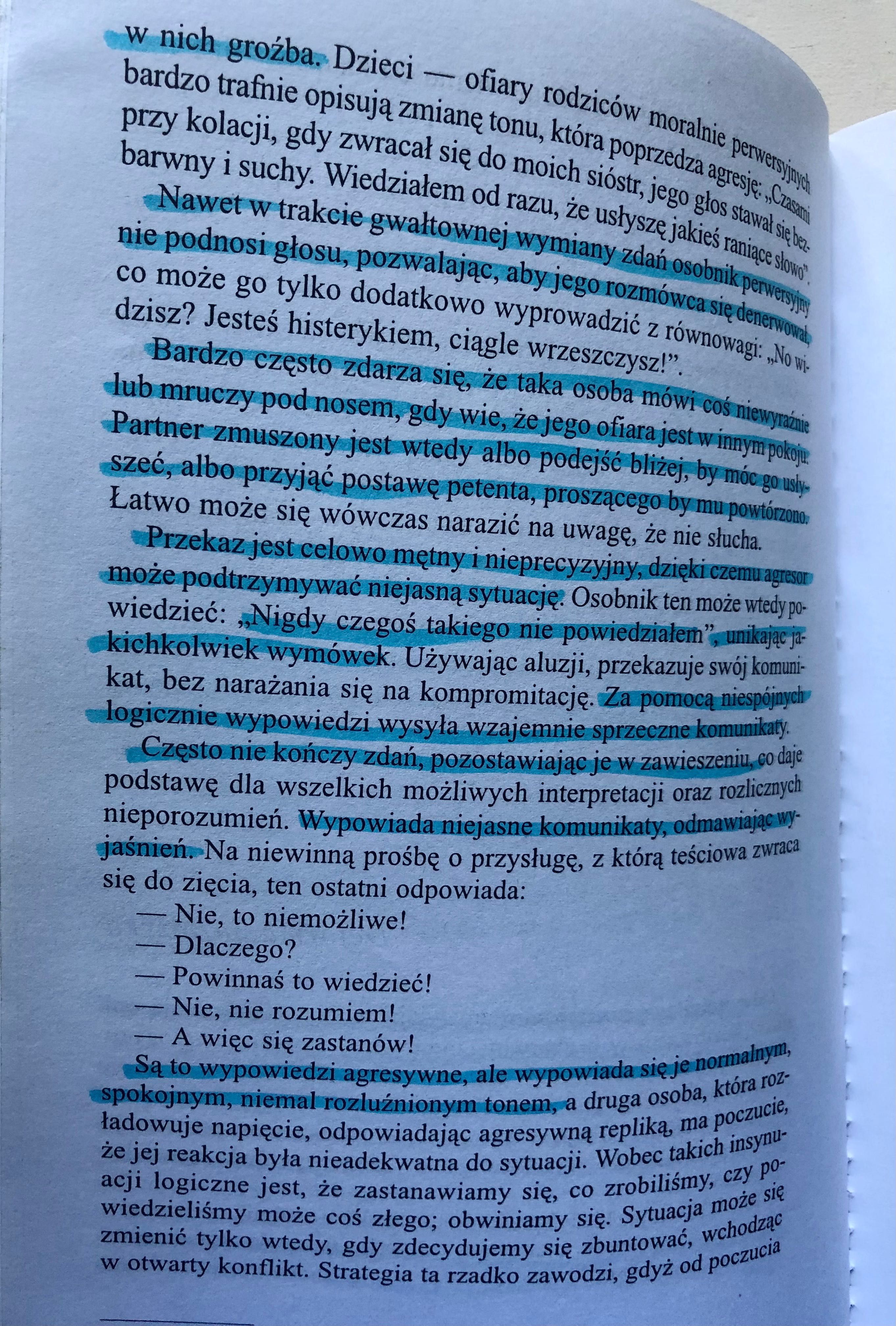 Książka "Molestowanie moralne" M.-F. Hirigoyen /z podkreśleniami!/
