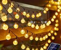 Żółte żarówki łańcuchy świetlne lampki do ogrodu na energię słoneczną