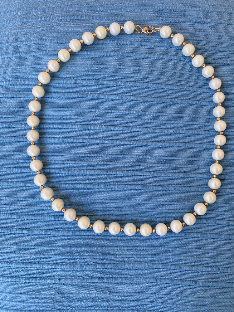 Colar de Pérolas Naturais com Ouro 14k 585