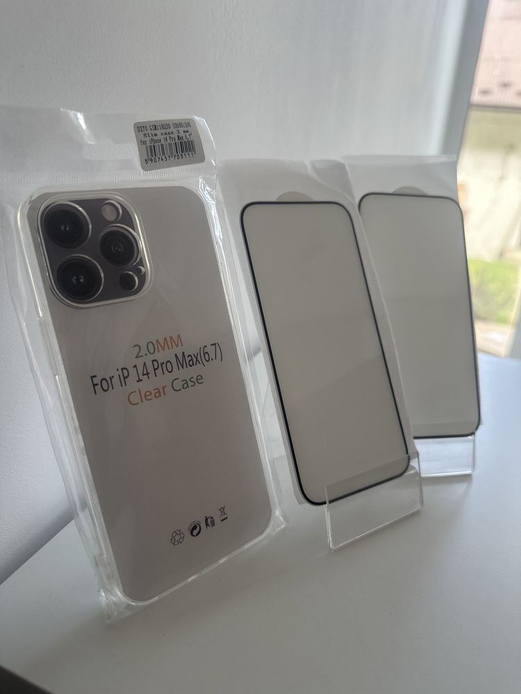 Zestaw szkieł real 5D + etui 2 mm do Iphone 14 pro max