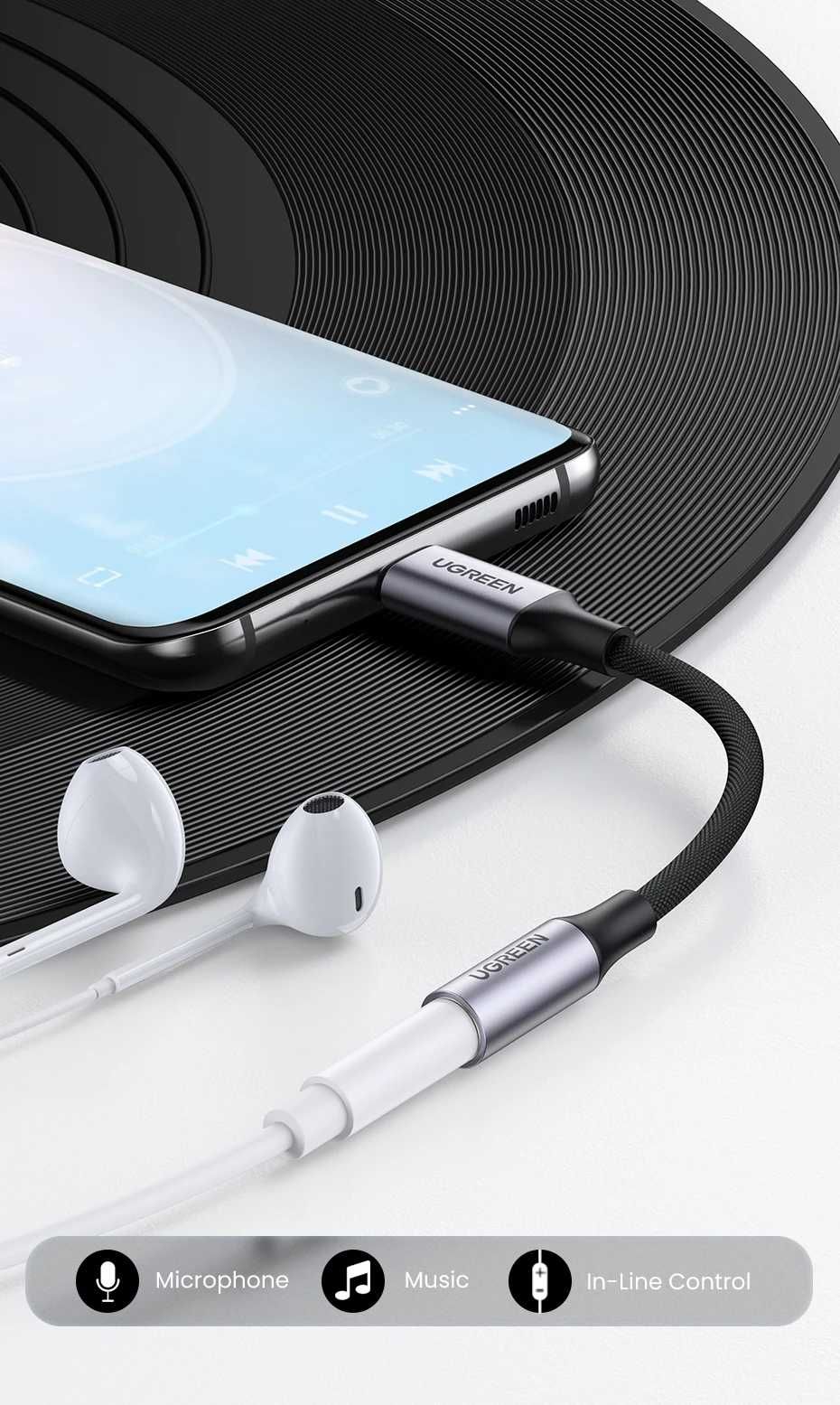 Адаптер USB Type-C to 3.5mm jack DAC chip UGREEN AV161 (80154) ЦАП чіп